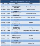 Choir Events Diary 2021&nbsp;22
