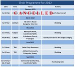 Choir Events Diary&nbsp;2022